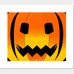 Orange pumpkin halloween face Posters and Art